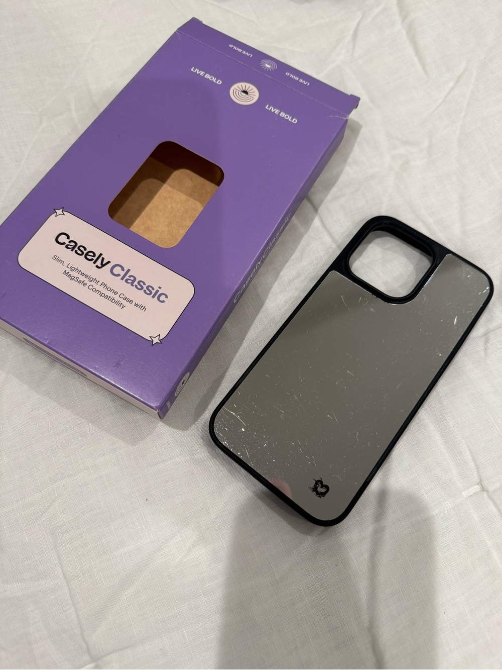 iPhone 15 pro max Classic Slim Phone Case - Black Mirror Back